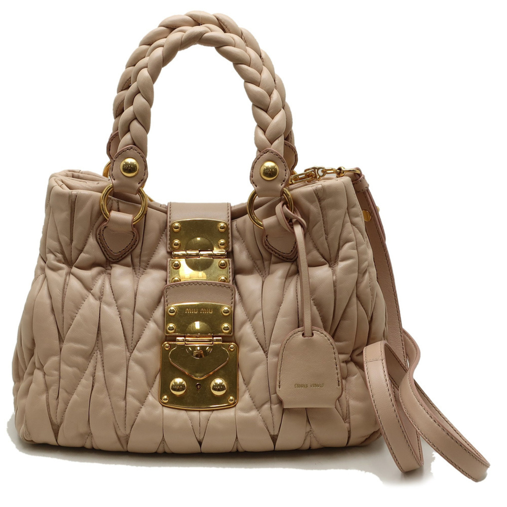 Miu Miu MIUMIU Matelassé RN0473 Handbag Leather CIPRIA Women's 450323